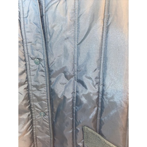 DANI COLBY Puffer Jacket Womens Size Large Solid Teal Quilted Nylon Button Up - Picture 3 of 7